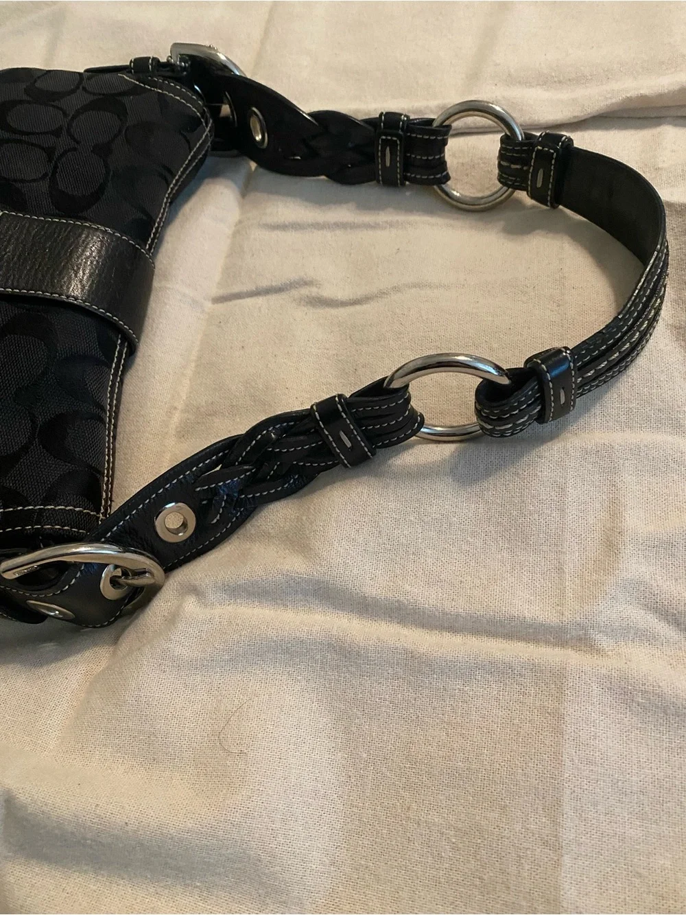 Small Coach Soho Flap Shoulder Bag – Black Signature Canvas